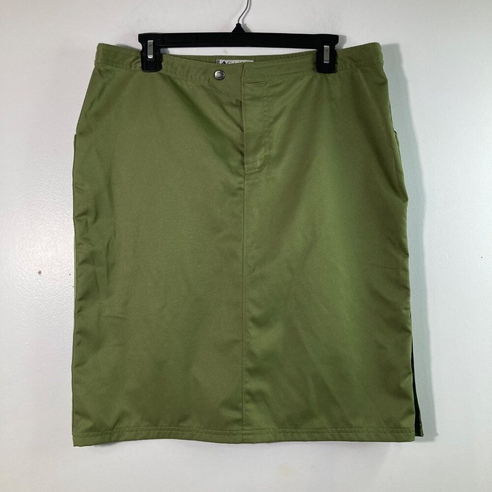 Womens Columbia Athletic Skirt Hook & Loop Closure Side Slit 14 Green Back Pocke